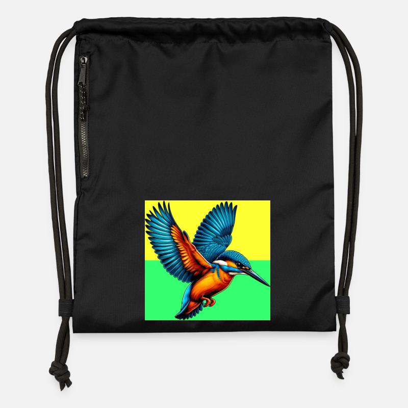 Eisvogel - Turnbeutel aus Recycling-Material - Schwarz