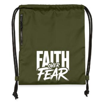 Glaube Faith Over Fear Jesus Gott Bibelvers Kirche - Turnbeutel aus Recycling-Material - military Green - Vorne