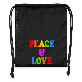 Peace and love - Gymsac made from recycled material - black - Front