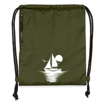 Segeln Zeichnung - Turnbeutel aus Recycling-Material - military Green - Vorne
