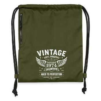 51 ans anniversaire | Anniversaire novembre 1974 - Sac à cordon en polyester recyclé - military green - Devant