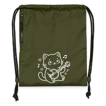 Banjo Kawaii Katze - Turnbeutel aus Recycling-Material - military Green - Vorne