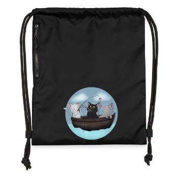 Kawaii Cats Fischerboot-Hemd - Turnbeutel aus Recycling-Material - Schwarz - Vorne