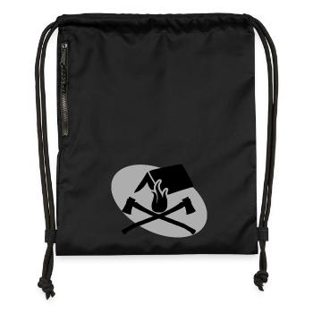 Axt Feuer Zelt Zelten Camping Geschenk - Turnbeutel aus Recycling-Material - Schwarz - Vorne