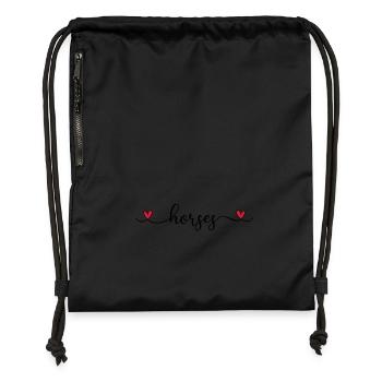 J'aime les chevaux - Sac à cordon en polyester recyclé - noir - Devant