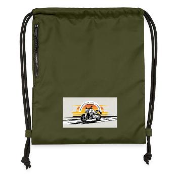 Motorrad Freiheit Sonnenuntergang Design - Turnbeutel aus Recycling-Material - military Green - Vorne