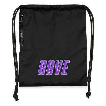 Retro 80er 90er Rave Schriftzug - Turnbeutel aus Recycling-Material - Schwarz - Vorne