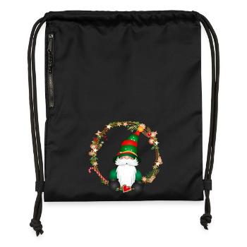 cute elf in the context of Christmas - Gymsac made from recycled material - black - Front
