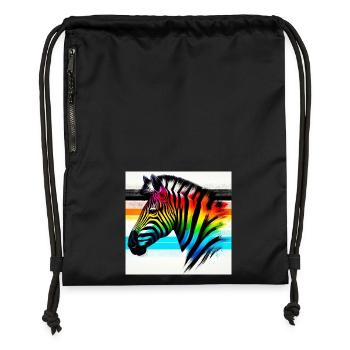 Zèbre - Sac à cordon en polyester recyclé - noir - Devant