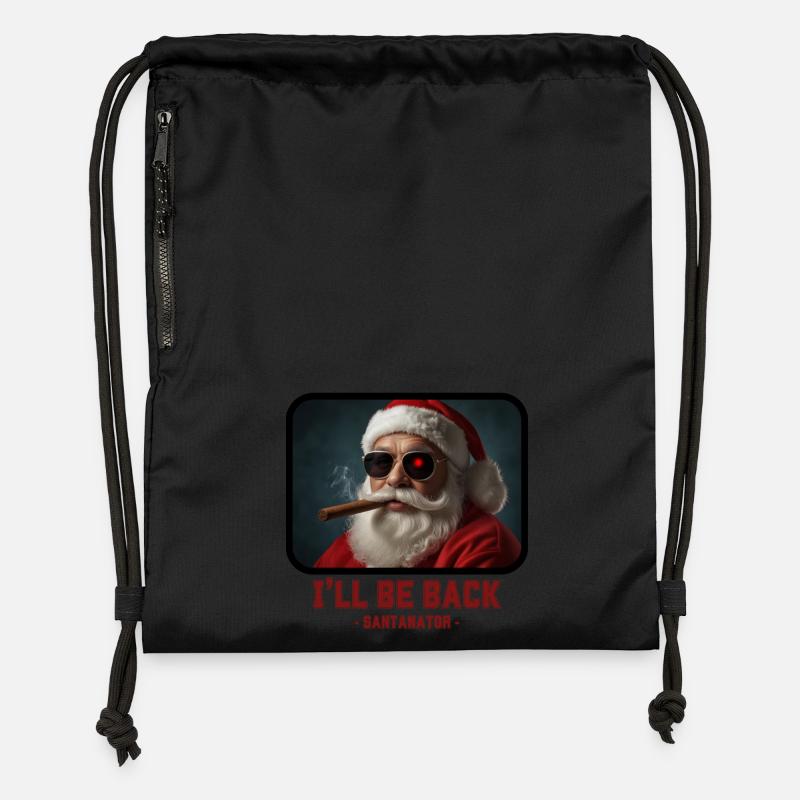 I ll be back - Santa Claus Terminator - Gymsac made from recycled material - black