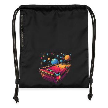 Billard Cartoon Stil - Turnbeutel aus Recycling-Material - Schwarz - Vorne