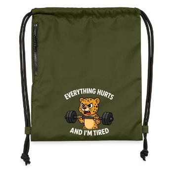 Funny Gym Everything Hurts And I'm Tired Leopard - Gymsac made from recycled material - military green - Front