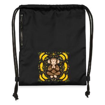 Dankender Affe mit Bananenring - Turnbeutel aus Recycling-Material - Schwarz - Vorne