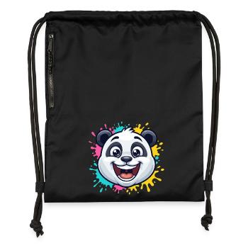 Panda Splash Farbwelt - Turnbeutel aus Recycling-Material - Schwarz - Vorne