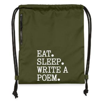 Iss, schlaf, ein Gedicht schreiben - Turnbeutel aus Recycling-Material - military Green - Vorne