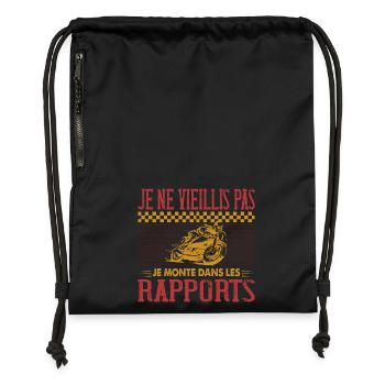 Cadeau Anniversaire Motard Vintage Humour - Sac à cordon en polyester recyclé - noir - Devant