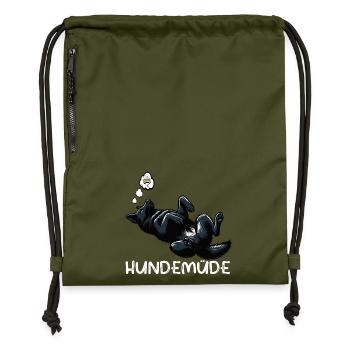 Hundemüde Schwarzer Schäferhund Schäferhundhalter - Turnbeutel aus Recycling-Material - military Green - Vorne