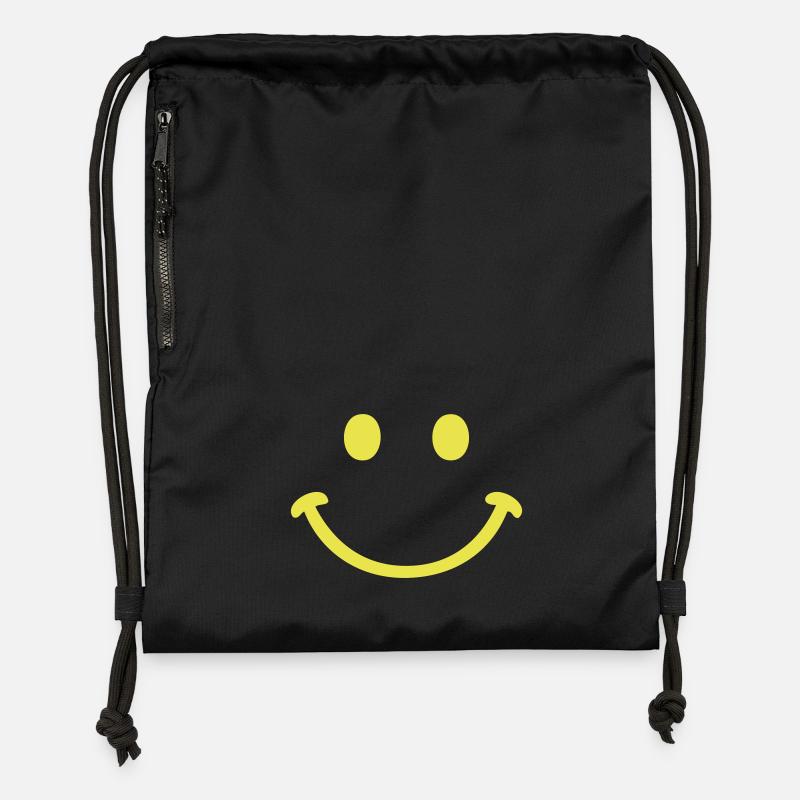 smiley face - Gymsac made from recycled material - black