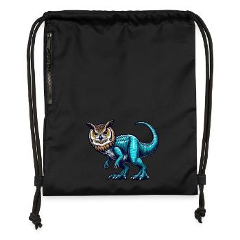 T-Rex Owl Fusion Mythical Beast Design - Gymsac made from recycled material - black - Front