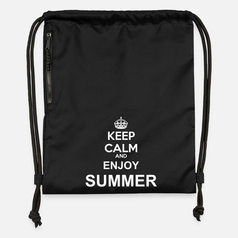 keep calm enjoy summer - Sac à cordon en polyester recyclé - noir