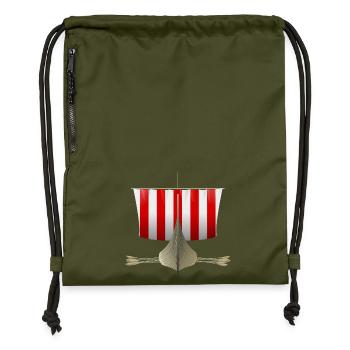 vikings Wickinger guerrier vikingboat boot47 - Sac à cordon en polyester recyclé - military green - Devant
