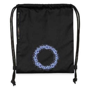 couronne de fleur de bleuet bleu vif - Sac à cordon en polyester recyclé - noir - Devant