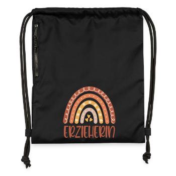 Kindergarten teacher Regenbogen - Gymsac made from recycled material - black - Front