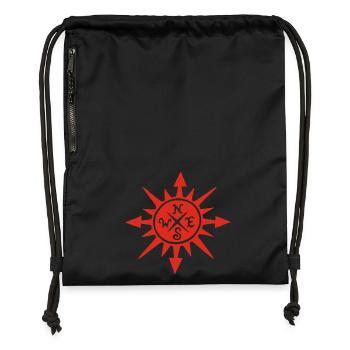 Red sun and compass - Gymsac made from recycled material - black - Front