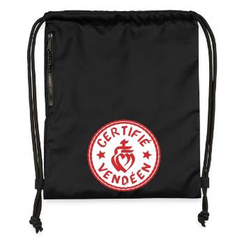 Logo certifié vendéen blanc rouge - Sac à cordon en polyester recyclé - noir - Devant