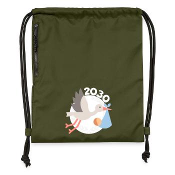 Stork with baby 2030 - Gymsac made from recycled material - military green - Front