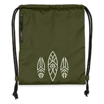 Schlankes, von Ethno inspiriertes Tribal-Design - Turnbeutel aus Recycling-Material - military Green - Vorne