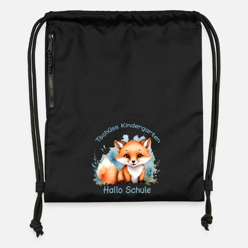 Little Fox | Goodbye Kindergarten Hello School - Gymsac made from recycled material - black