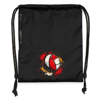 Dessin de volley-ball - Sac à cordon en polyester recyclé - noir - Devant