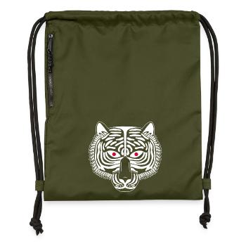 Weißer Tiger - Turnbeutel aus Recycling-Material - military Green - Vorne