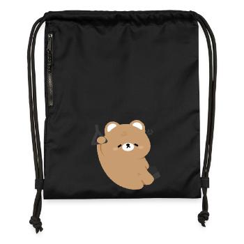 Kawaii Bär müde - Turnbeutel aus Recycling-Material - Schwarz - Vorne