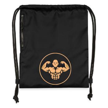 Bodybuilding Muskelmann Fitness Logo - Turnbeutel aus Recycling-Material - Schwarz - Vorne
