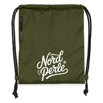 Nordperle Hamburg North Sea Baltic Sea North German Deern - Gymsac made from recycled material - military green - Front