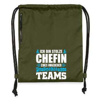 Patron fier Patron Madame Chef de département Chef d’équipe - Sac à cordon en polyester recyclé - military green - Devant