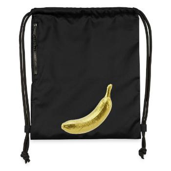 Goldene Banane - Turnbeutel aus Recycling-Material - Schwarz - Vorne