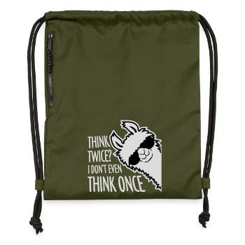 Think Twice? I Don't Even Think Once Lustig Spruch - Turnbeutel aus Recycling-Material - military Green - Vorne