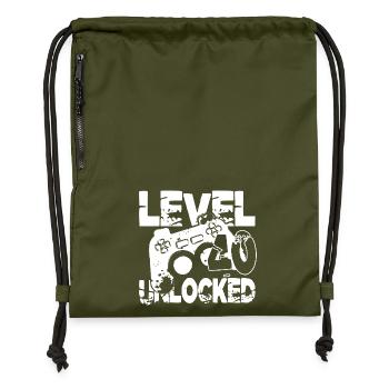 Level 40 Controller Grafik schwarz weiss - Turnbeutel aus Recycling-Material - military Green - Vorne