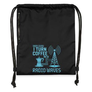I Turn Coffee Into Radio Waves - Gymsac made from recycled material - black - Front