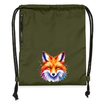 Fuchs Design – Polygon Fox Motiv für Tierliebhaber - Turnbeutel aus Recycling-Material - military Green - Vorne