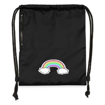 Pastellregenbogen mit Wolken Motiv - Turnbeutel aus Recycling-Material - military Green - Vorne