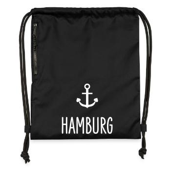 Hamburg Anker - Turnbeutel aus Recycling-Material - Schwarz - Vorne