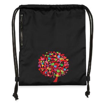 Herzbaum Illustration mit bunten Blättern - Turnbeutel aus Recycling-Material - Schwarz - Vorne