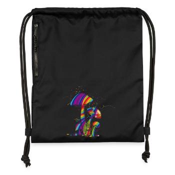 Colorful fantasy mushrooms made of fluorescent paint - Gymsac made from recycled material - black - Front
