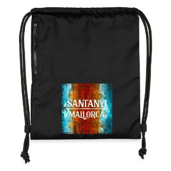Santanyi Mallorca Style urbain Art surréaliste - Sac à cordon en polyester recyclé - noir - Devant