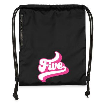 Five 5th Birthday For Girls 5 Years Old - Gymsac made from recycled material - black - Front