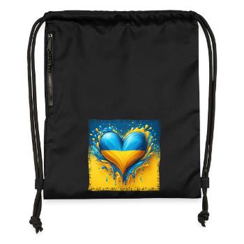Ukraine Heart Flag Water Drop Design - Gymsac made from recycled material - black - Front